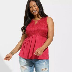 Torrid Studio Knit Keyhole Lace Babydoll Tank Size 3